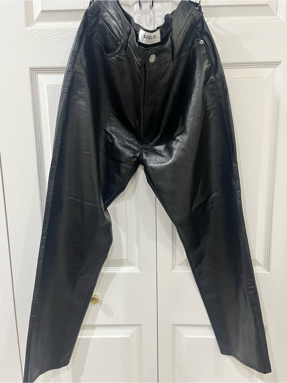 Agolde size 33 women’s Black recycled leather pants.